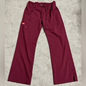 Dickies Small EDS Signature Drawstring burgundy cargo scrub pants